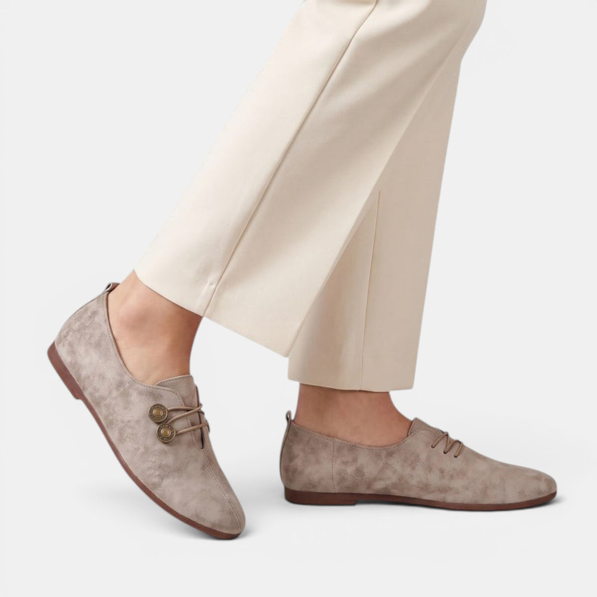 Women's Casual Slip-On Flats with Button Detail