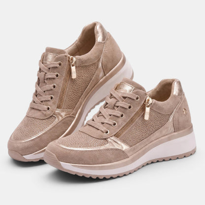 Women's Casual Wedge Sneakers with Side Zipper