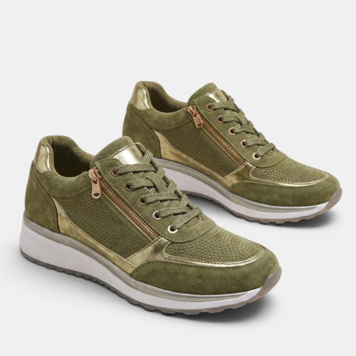Women's Casual Wedge Sneakers with Side Zipper