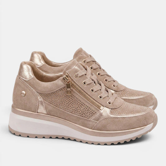 Women's Casual Wedge Sneakers with Side Zipper