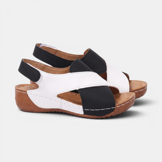 Women's Color Block Comfort Sandals with Wedge Sole