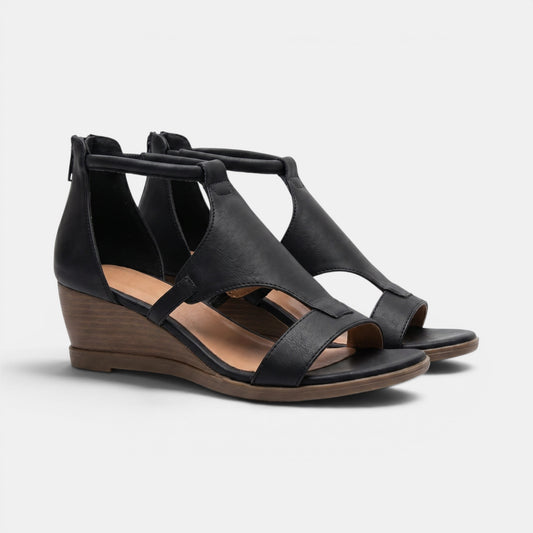 Women's Comfort Wedge Sandals with Back Zip Closure