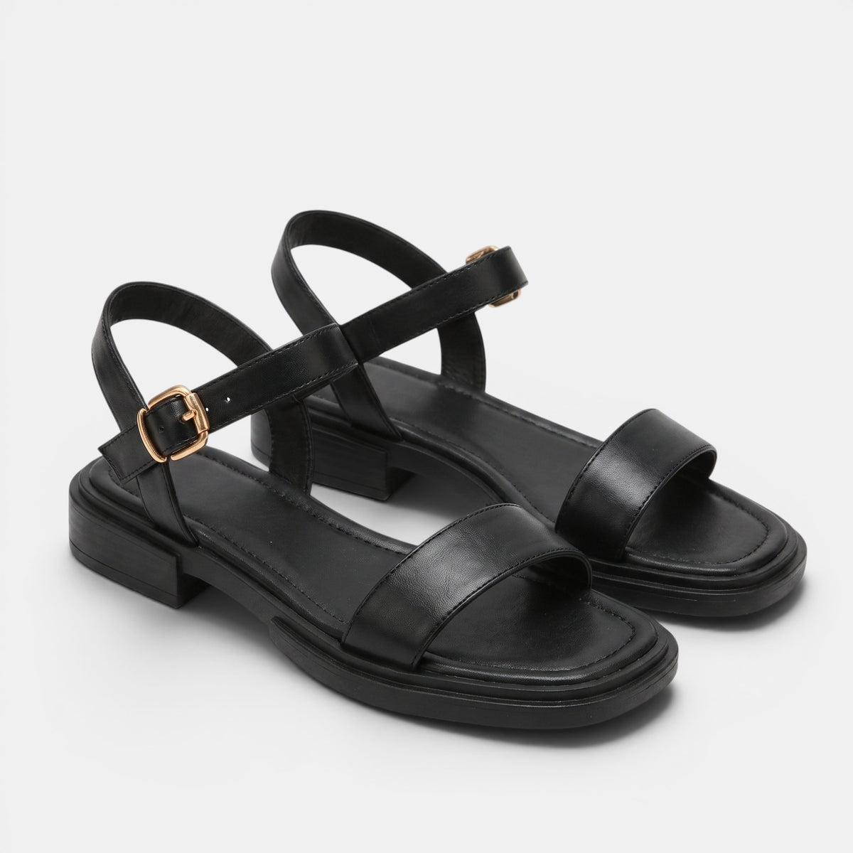 Women's Open Toe Buckle Strap Sandals with Low Heel