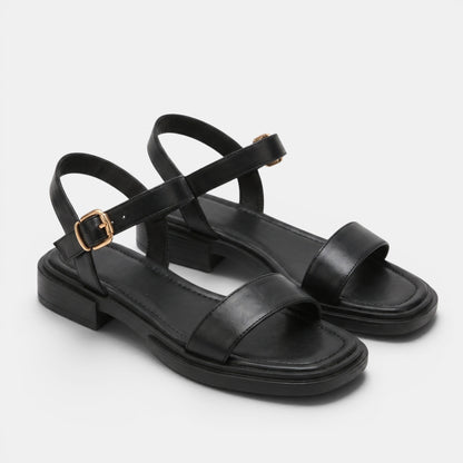 Women's Open Toe Buckle Strap Sandals with Low Heel