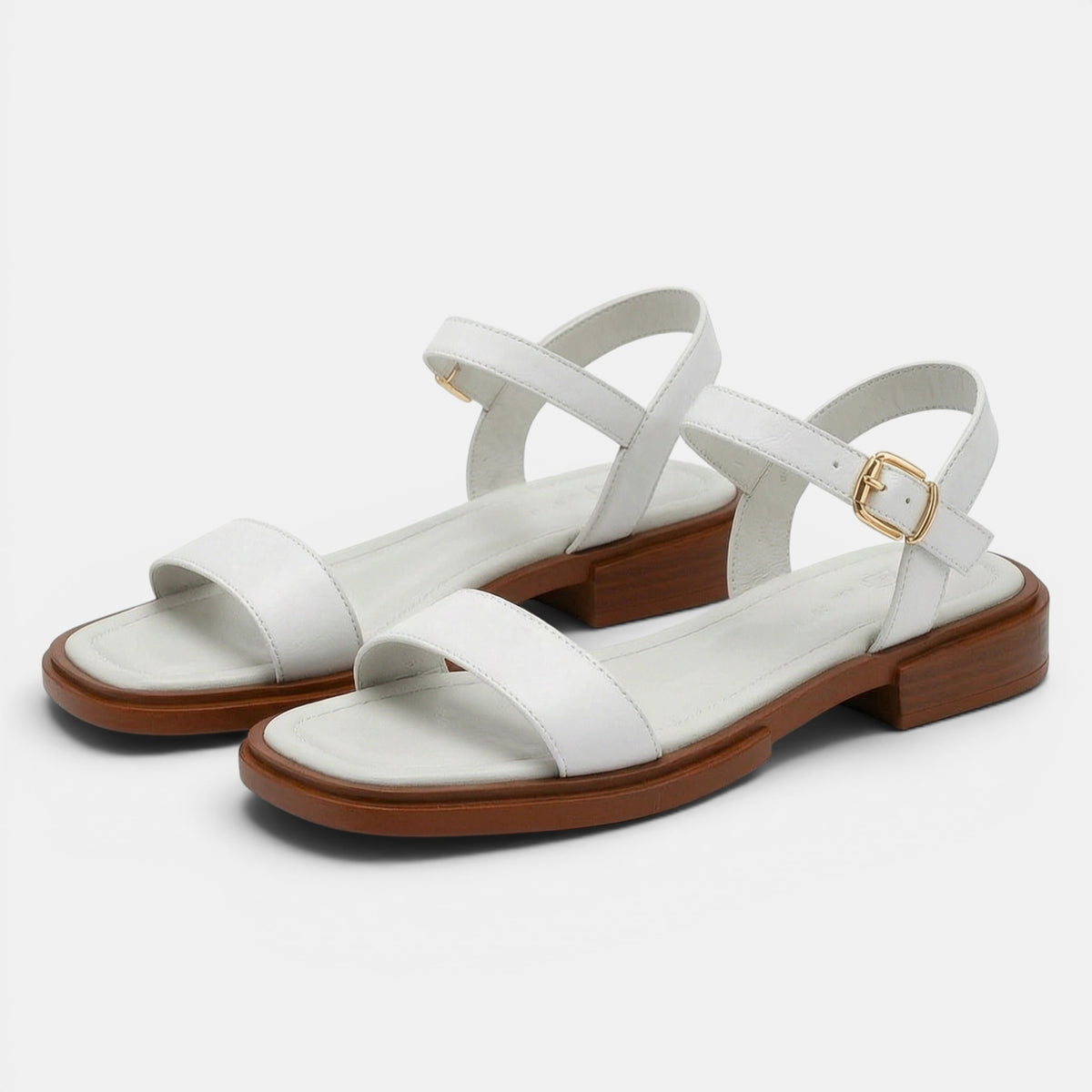 Women's Open Toe Buckle Strap Sandals with Low Heel