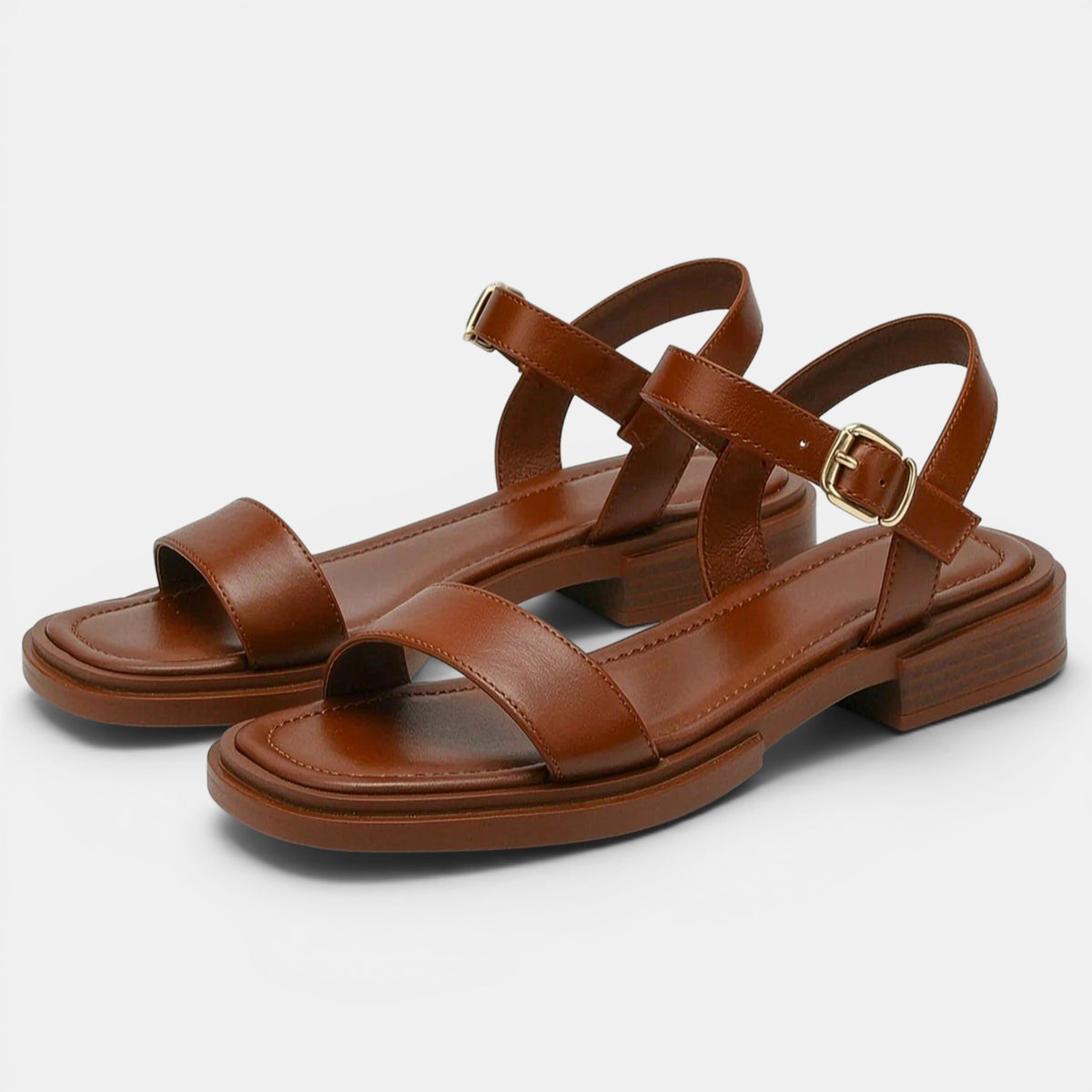 Women's Open Toe Buckle Strap Sandals with Low Heel