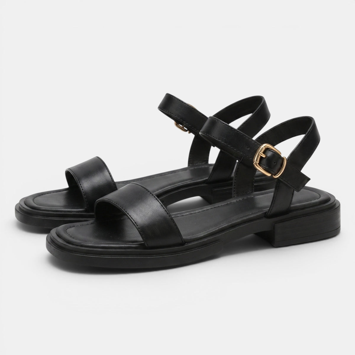 Women's Open Toe Buckle Strap Sandals with Low Heel