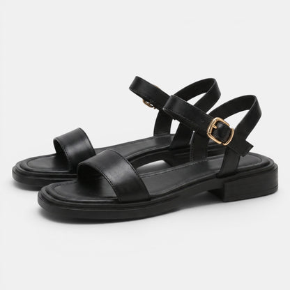 Women's Open Toe Buckle Strap Sandals with Low Heel