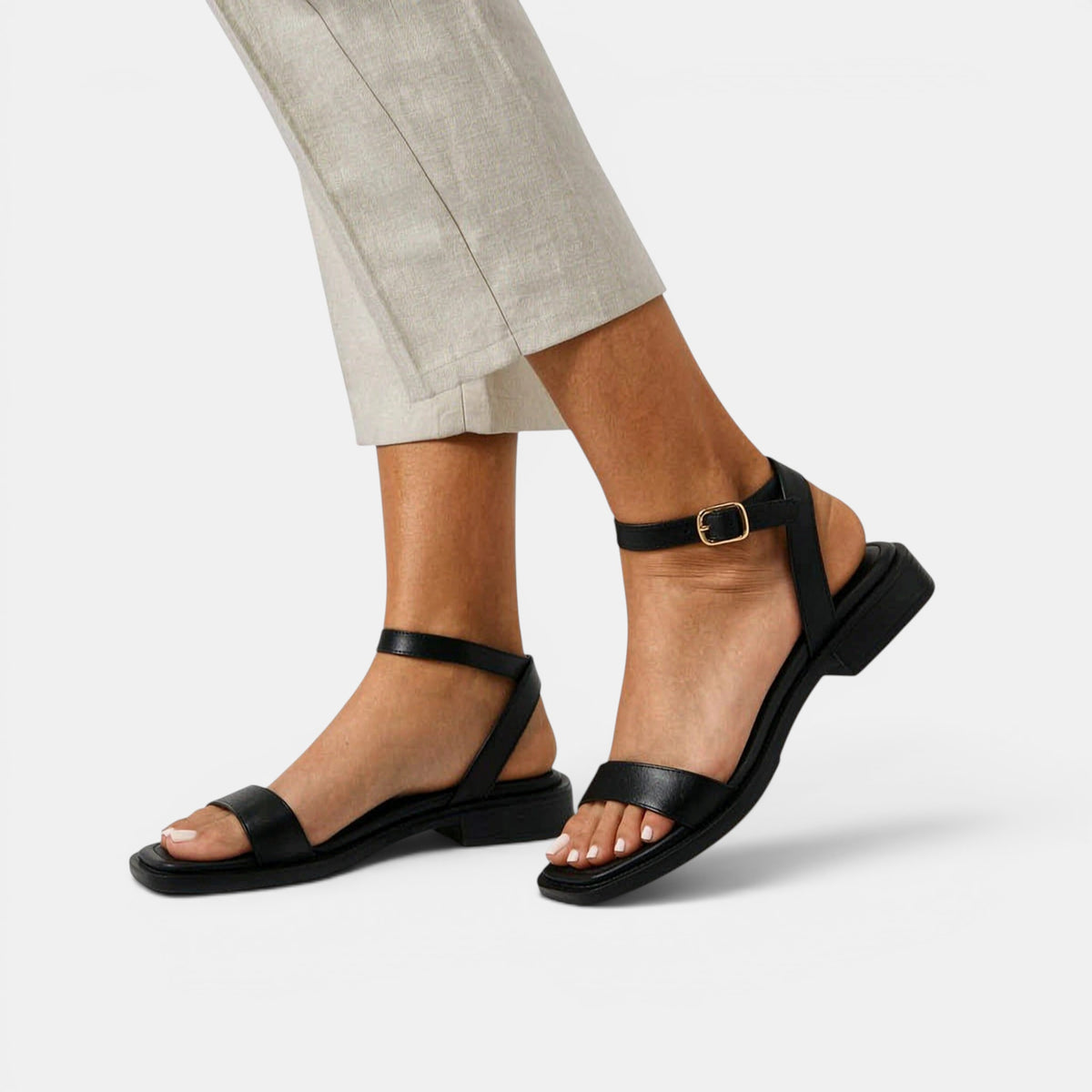Women's Open Toe Buckle Strap Sandals with Low Heel