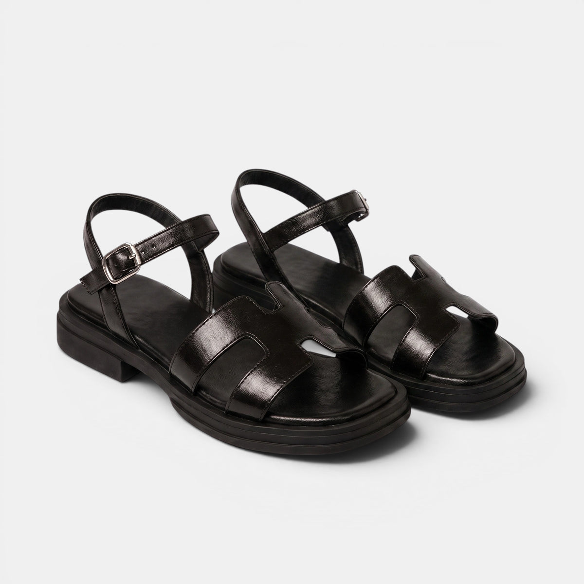 Women's Open Toe Flat Sandals with Adjustable Ankle Strap