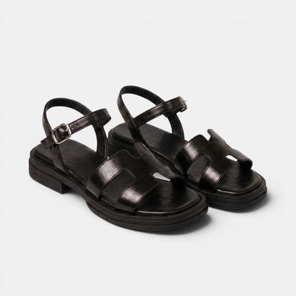 Women's Open Toe Flat Sandals with Adjustable Ankle Strap