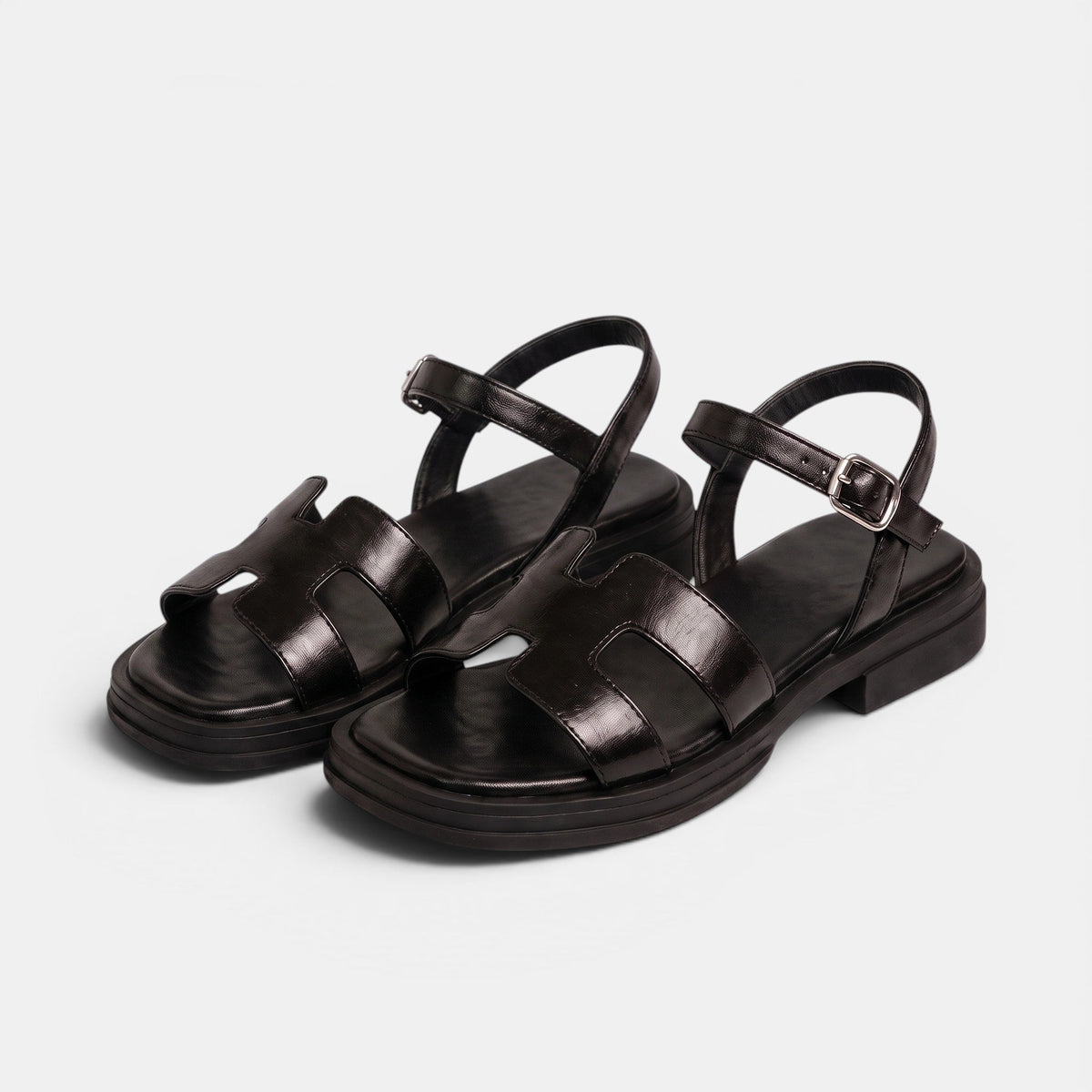 Women's Open Toe Flat Sandals with Adjustable Ankle Strap