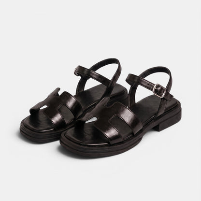 Women's Open Toe Flat Sandals with Adjustable Ankle Strap