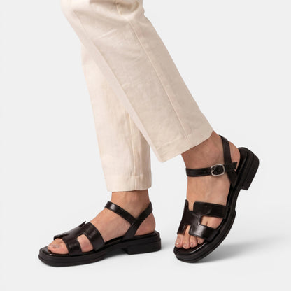 Women's Open Toe Flat Sandals with Adjustable Ankle Strap