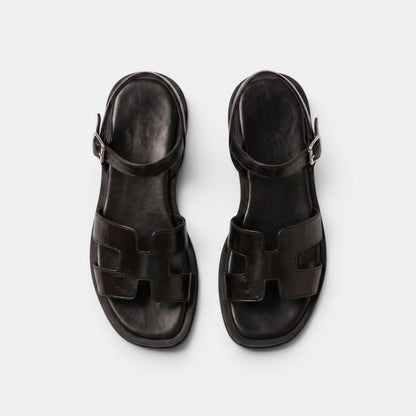 Women's Open Toe Flat Sandals with Adjustable Ankle Strap