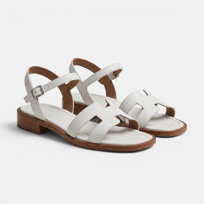 Women's Open Toe Flat Sandals with Adjustable Ankle Strap