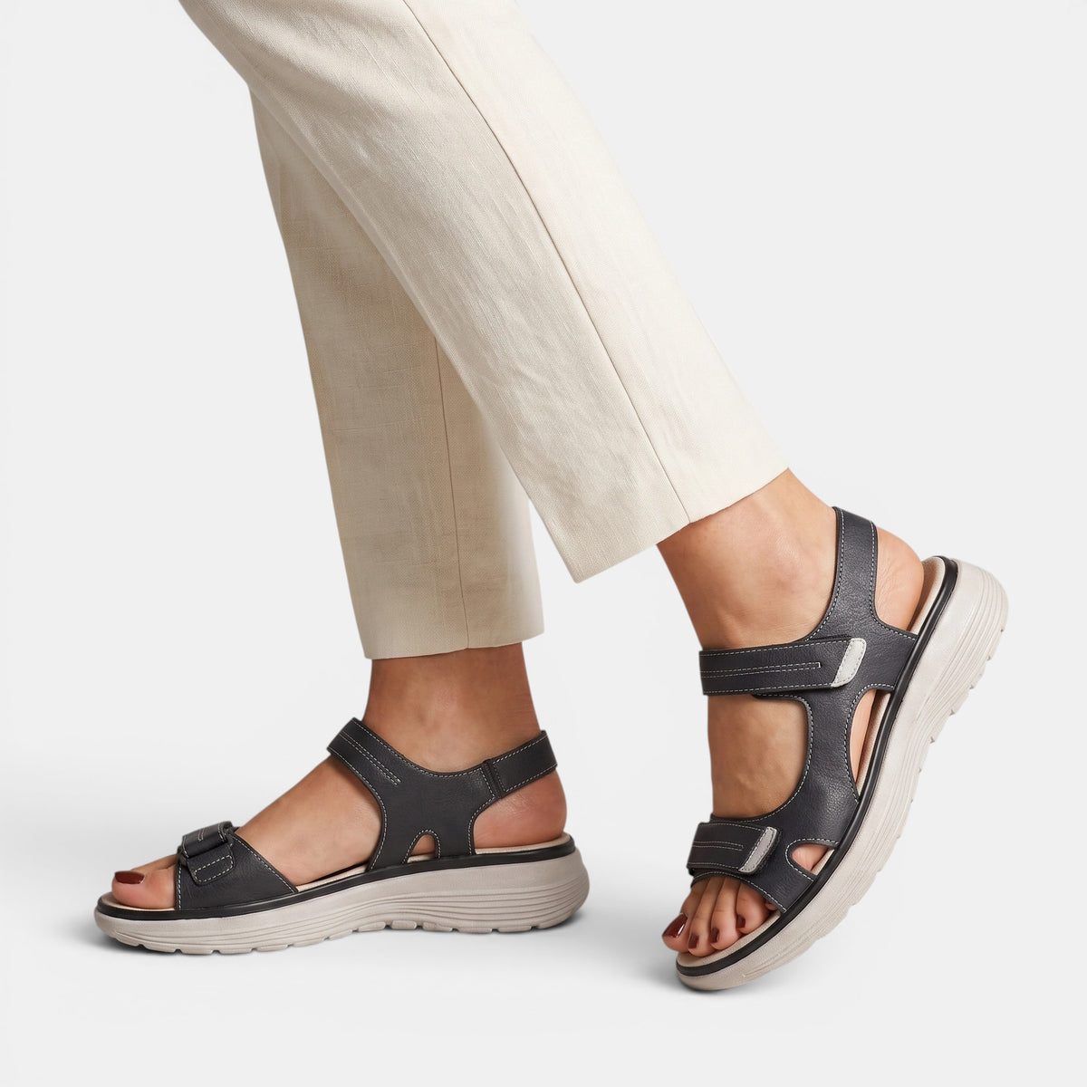 Women's Open Toe Platform Sandals with Adjustable Straps