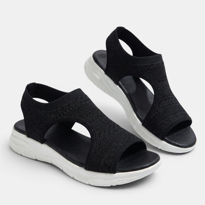 Women's Open Toe Sandals with Knit Strap Design