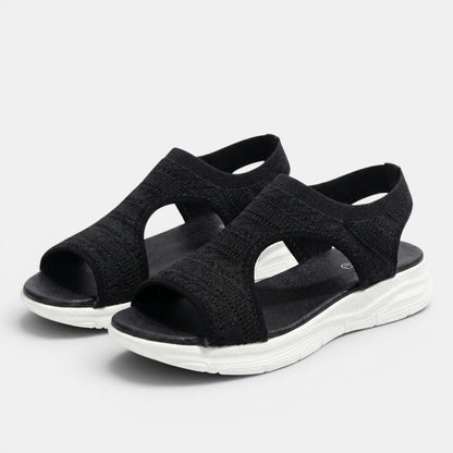 Women's Open Toe Sandals with Knit Strap Design