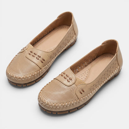 Women's Perforated Slip On Flats with Cushioned Footbed