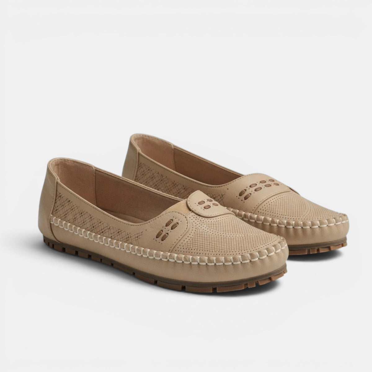 Women's Perforated Slip On Flats with Cushioned Footbed