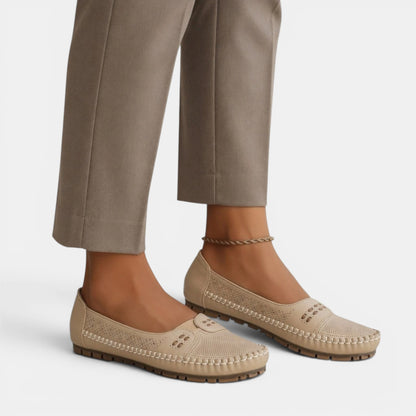 Women's Perforated Slip On Flats with Cushioned Footbed