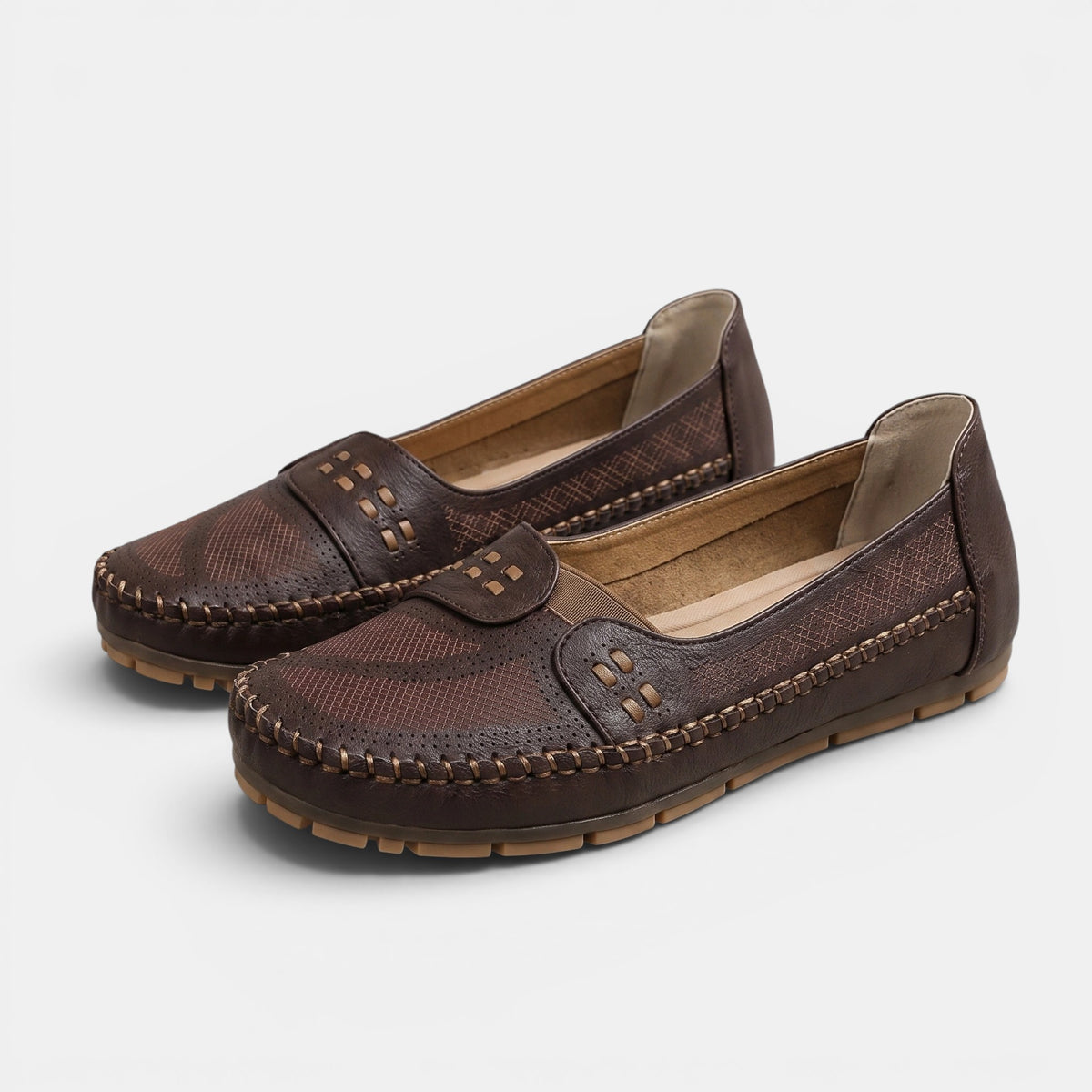 Women's Perforated Slip On Flats with Cushioned Footbed