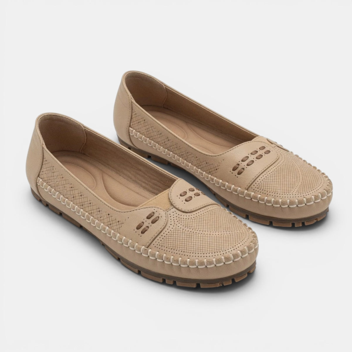 Women's Perforated Slip On Flats with Cushioned Footbed