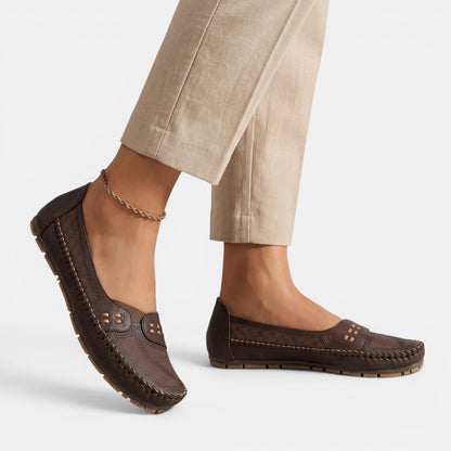Women's Perforated Slip On Flats with Cushioned Footbed