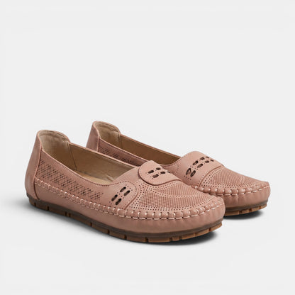 Women's Perforated Slip On Flats with Cushioned Footbed