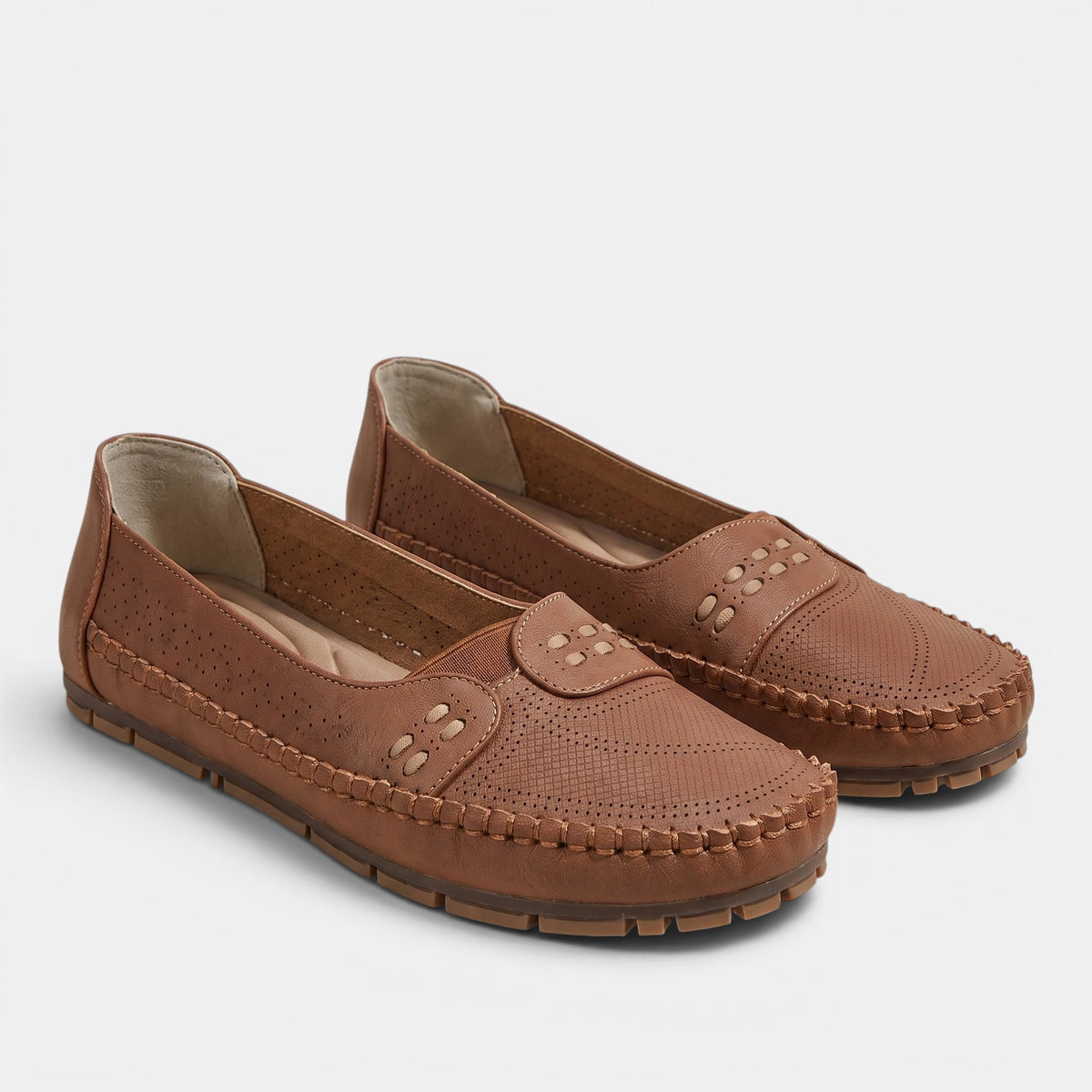 Women's Perforated Slip On Flats with Cushioned Footbed
