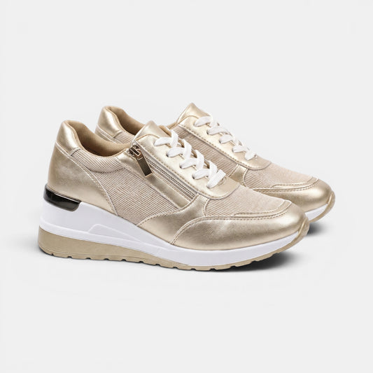Women's Platform Lace Up Sneakers with Side Zipper