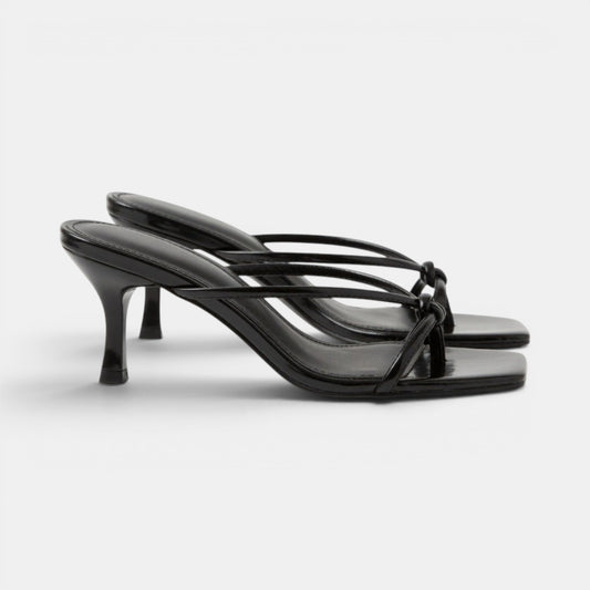 Women's Slip On Kitten Heel Sandals with Knot Strap