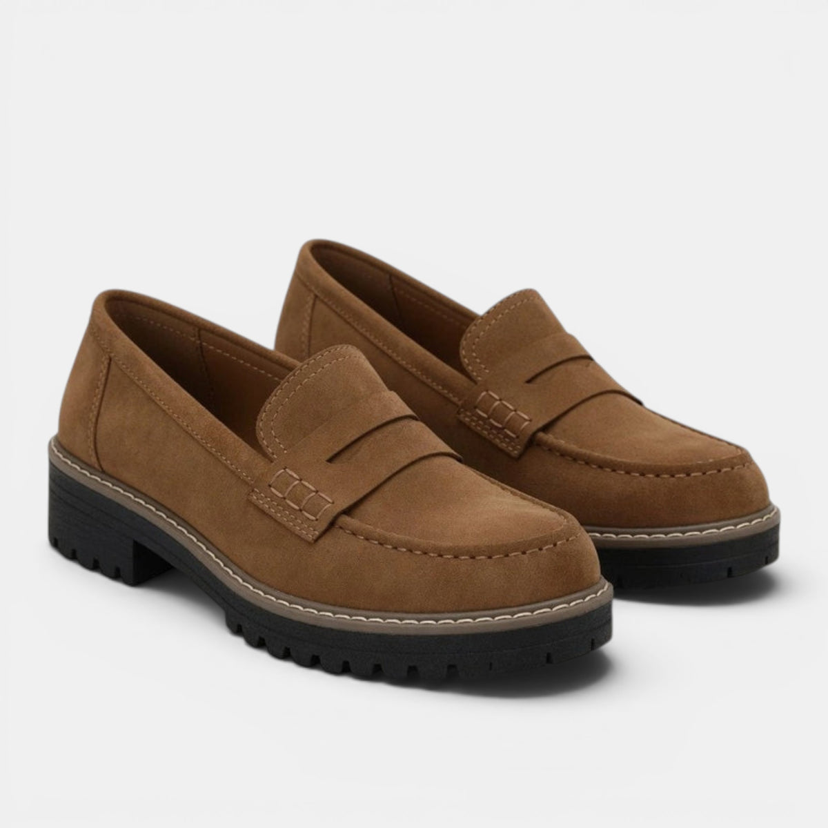 Women's Slip On Penny Loafers with Chunky Sole