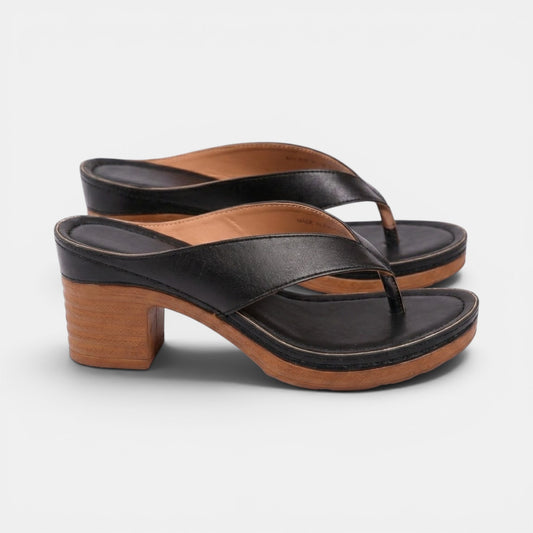 Women's Slip-On Thong Sandals with Low Block Heel