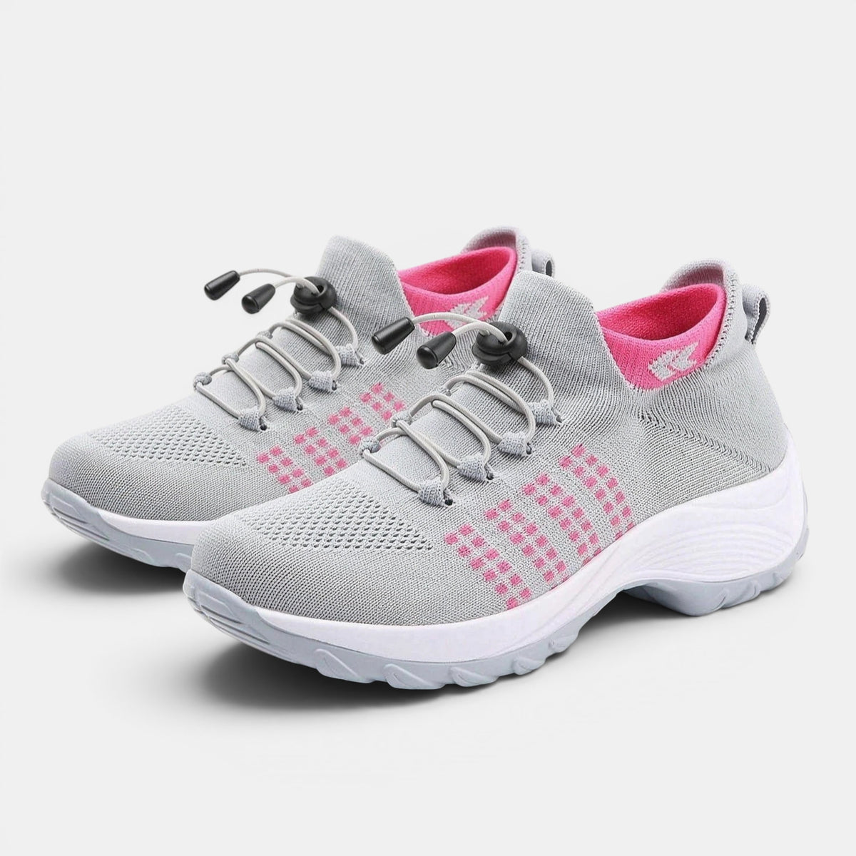 Women's Slip-On Walking Shoes with Adjustable Toggle Laces
