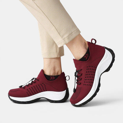Women's Slip-On Walking Shoes with Adjustable Toggle Laces