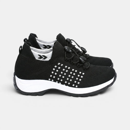 Women's Slip-On Walking Shoes with Adjustable Toggle Laces