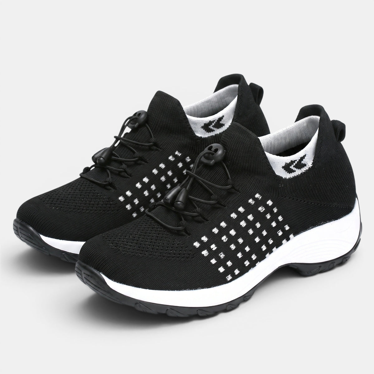 Women's Slip-On Walking Shoes with Adjustable Toggle Laces