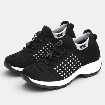 Women's Slip-On Walking Shoes with Adjustable Toggle Laces