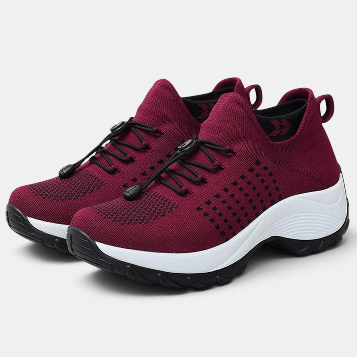Women's Slip-On Walking Shoes with Adjustable Toggle Laces