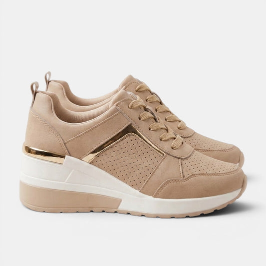 Women's Wedge Sneakers with Lace-Up Design